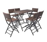 Set Comedor De Jardín Plegable 7 Pzas Poli Ratán Y Acero Marrón Vidaxl