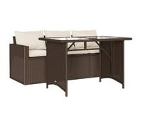 Set Comedor De Jardín Y Cojines 2 Pzas Ratán Sintético Marrón Vidaxl