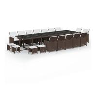 Set Comedor Jardín 19 Pzas Con Cojines Ratán Sintético Marrón Vidaxl