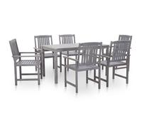Set Comedor Jardín 7 Pzas Madera Maciza Acacia Gris Deslavado Vidaxl