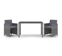 Set Comedor Para Jardín 3 Pzas Y Cojines Ratán Sintético Gris Vidaxl