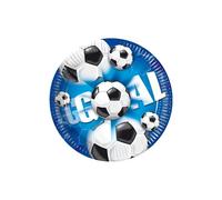 Set con 10 platos de cartón de 19'5cm. de diámetro de temática fútboll para fiestas de cumpleaños