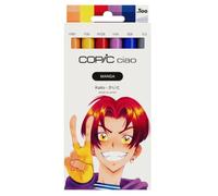 Set Copic Ciao MANGA Kaito, set de rotuladores con 5 tonos cálidos de naranja y azul, incl. 1 Multiliner de 0,3 mm en violeta, rotulador doble con punta de ancho medio y punta pincel