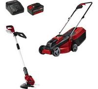 Einhell Power X-Change Set GE-CM 18/30 + Rasentrimmer GE-CT 18 (rojo/negro, batería Li-Ion 4,0Ah)