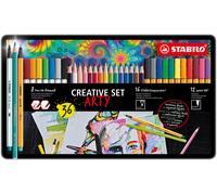 Set creativo stabilo creative set arty - estuche de metal con 12 rotul