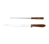 Set Cuchillo Jamonero + Chaira hierro + Madera prensada con mango San Ignacio