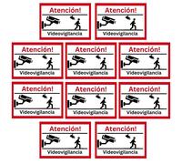 Set de 10 adhesivos de videovigilancia - 80 x 50 mm - Protección contra robos