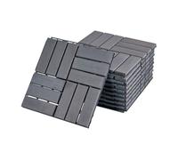 Set de 10 baldosas clic alliste 12 láminas acacia/plástico 0,9 m² - gris [casa.pro]
