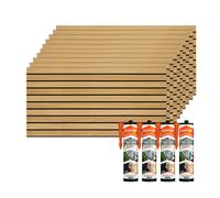Set de 10 paneles de pared decorativos efecto 3d listones madera nórdica fabricados en eps + 4 botes de adhesivo de montaje de alta resistencia