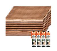 Set de 10 paneles de pared decorativos efecto 3d listones madera roble natural fabricados en eps + 4 botes de adhesivo de montaje de alta resistencia