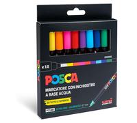 Set de 10 rotuladores Uni Posca PC1MR, punta ultra fina de 0,7 mm, colores variados