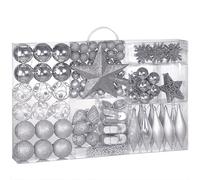Set de 102 diferentes adornos bolas de navidad Plateado