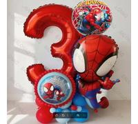 Set de 16 Globos de Spidey y Sus Increíbles Amigos, Globo de Aluminio Rojo con el Número de Spiderman para Cumpleaños, Baby Shower, Regalos para Niños rosa roja