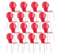 Set de 16 sillas de visita diego apilable madera rojo 45x43x86 cm
