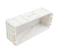Set de 2 Cestas Macramé para algodón con Asas para madera - Organizador Decorativo Tejido a Mano para Hogar Baño Salón 30x14x9cm (Beige)