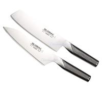 Set de 2 cuchillos japoneses: cuchillo de chef oriental de 18 cm + cuchillo Nakiri de 18 cm, marca Global, modelos G04 y G05