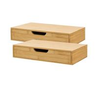 Set de 2 estantes de pared bokn con cajón hasta 5 kg bambú 40x24x8cm - natural [en.casa]