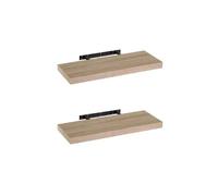 Set de 2 estantes de pared flotantes en tono natural de 60x24 cm