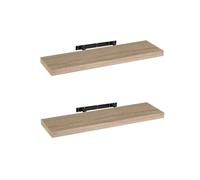 Set de 2 estantes de pared flotantes en tono natural de 80x24 cm