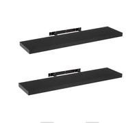 Set de 2 estantes de pared flotantes negros de 100x24 cm