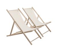 Set de 2 hamacas de madera de haya plegable sin brazos estructura sin barniz lona color crudo scalpers