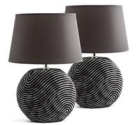 Set de 2 lámparas de mesa Brubaker de antracita en color gris, base de cerámica en dos colores de acabado en mate - altura 38 cm