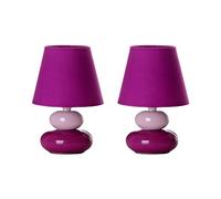 Set de 2 lámparas de mesita de noche piedras de cerámica lila de Ø 15x22 cm - LOLAhome