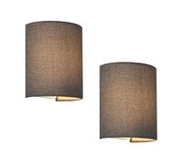 Set de 2 lámparas de pared brüssel modernas 1x e27 60 w textil de lino 20 x 18 x 13 cm - gris [lux.pro]