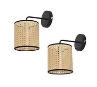 Set de 2 lámparas de pared southend moderna 1x e14 40 w metal-plástico 25 x ø 16 cm - negro y beige [lux.pro]
