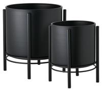Set de 2 Maceteros de Acero con Base de Patas - ø19x28 y ø25x29 cm