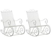 CLP Set De 2 Mecedoras De Hierro Smilla I Sillones De Exterior En Estilo Rústico I Mecedoras para Jardín o Balcón, Color:Blanco