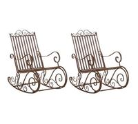 CLP Set De 2 Mecedoras De Hierro Smilla I Sillones De Exterior En Estilo Rústico I Mecedoras para Jardín o Balcón, Color:marrón
