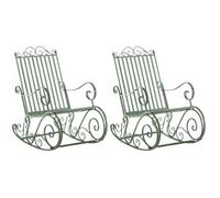 CLP Set De 2 Mecedoras De Hierro Smilla I Sillones De Exterior En Estilo Rústico I Mecedoras para Jardín o Balcón, Color:Antiguo-Verde
