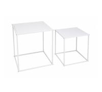 Set de 2 Mesas Auxiliares Janet Blancas de Metal 38x38x41 cm y 34x34x37 cm