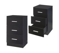 Set de 2 mesillas de noche aurdal con 3 cajones aglomerado 66x37x34.5cm - negro alto brillo [en.casa]