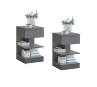 Set de 2 mesitas de noche con 1 cajón y 2 estantes mesa auxiliar para salón comedor 39 x 39 x 65 cm fbt49-hgx2 sobuy