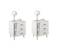 Set de 2 mesitas de noche con 3 cajones y 3 estantes mesa auxiliar mesita para salón comedor blanco l48xp40xh60 cm fbt95-wx2 sobuy 48 cm