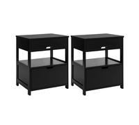 Set de 2 mesitas de noche dormitorio mesa auxiliar con 2 cajones negro 45x55x38cm frg258-schx2 sobuy 45 cm
