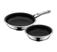 Set de 2 Sartenes Antiadherentes de 24 cm y 28 cm con Mango Extraíble Click & Serve de WMF, Acero Inoxidable Cromargan®, Apta para Inducción, Horno y Lavavajillas