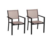 Set de 2 silla de jardín apilables Thais con brazos de aluminio y textileno de 55x60x86 cm Lola Home Brown