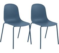 Set de 2 sillas apilables hardin plástico azul 55x51x85 cm