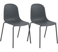 Set de 2 sillas apilables hardin plástico gris oscuro 55x51x85 cm
