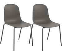 Set de 2 sillas apilables hardin plástico gris topo 55x51x85 cm