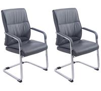 Set de 2 sillas cantiléver anu n piel sintética simil cuero gris 65x58x102 cm