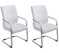 Set de 2 sillas cantiléver anubis en piel sintética simil cuero blanco 65x58x102 cm