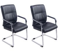 Set de 2 sillas cantiléver anu n piel sintética simil cuero negro 65x58x102 cm