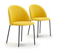 Set de 2 sillas comedor kenia tapizadas mostaza, certificada por la sgs, 43 x 47 x 78,5 cm