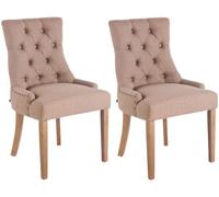 CLP, juego de 2 sillas de comedor Aberdeen, tapizadas en tela color taupe, con estructura de madera de caucho, color de la estructura: antiguo claro