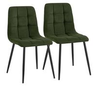 Set de 2 sillas de comedor antibes de pana verde 55x45x84 cm