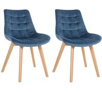 Set de 2 sillas de comedor brook en terciopelo azul 63x54x84 cm
